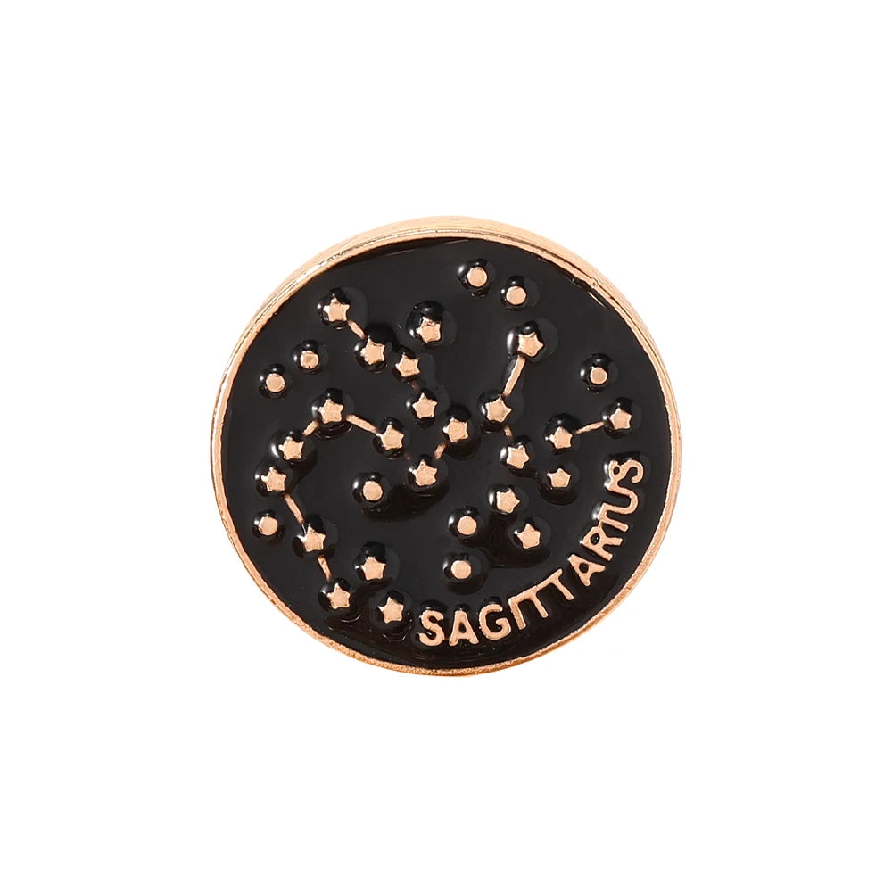 The Zodiac Collection Enamel Pins Constellation Round Brooch