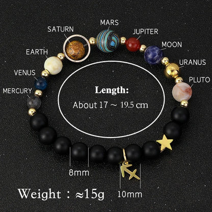 Zodiac Signs Cosmic Galaxies Natural Stone Solar System Constellation Bracelet