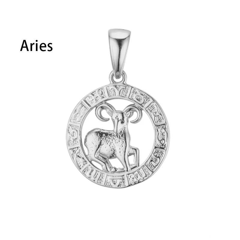 Constellation 585 Rose White Gold Color Zodiac Pendant