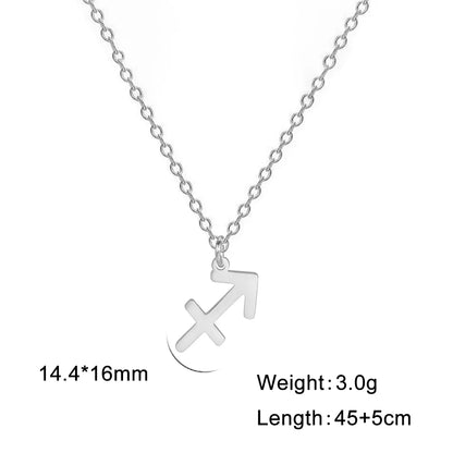 Zodiac Sign Stainless Steel or Gold Plated Pendant Necklace