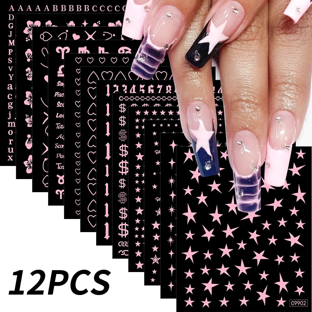 Zodiac Constellation 3D Bronzing Nail Stickers