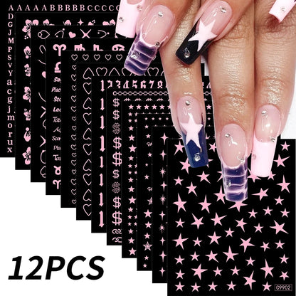 Zodiac Constellation 3D Bronzing Nail Stickers