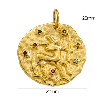 Zodiac Sign Connector Gold Plated Stainless Steel Charms