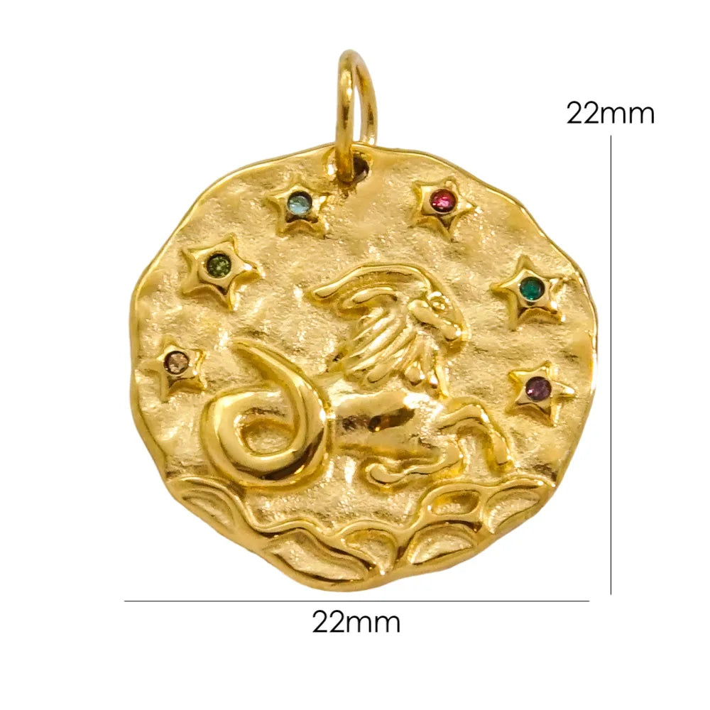 Zodiac Sign Connector Gold Plated Stainless Steel Charms