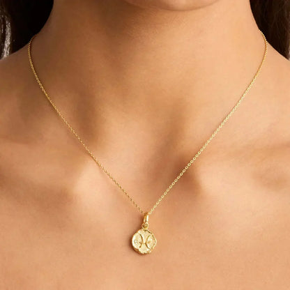 Constellation Vintage Zodiac Sign Coin Pendant Stainless Steel Necklace