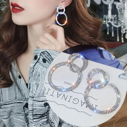 Korean Crystal Heart Earrings