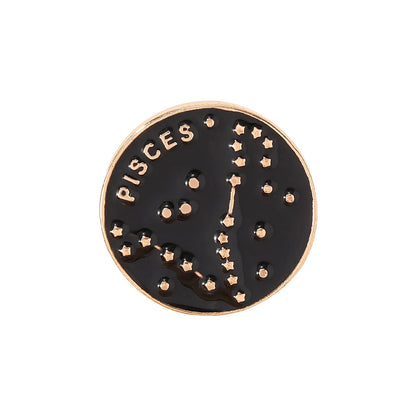 The Zodiac Collection Enamel Pins Constellation Round Brooch