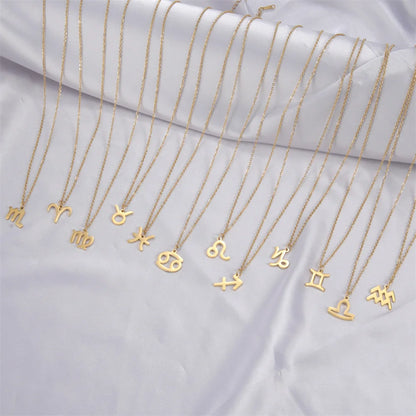 Zodiac Sign Stainless Steel or Gold Plated Pendant Necklace