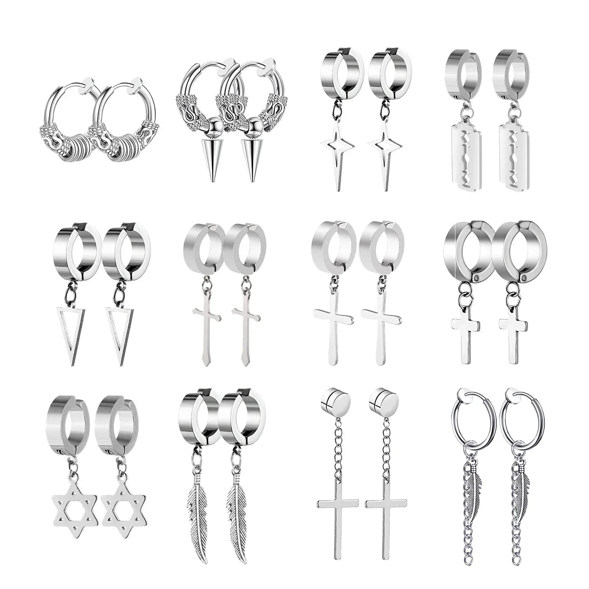 Bold Cross Clip Earrings