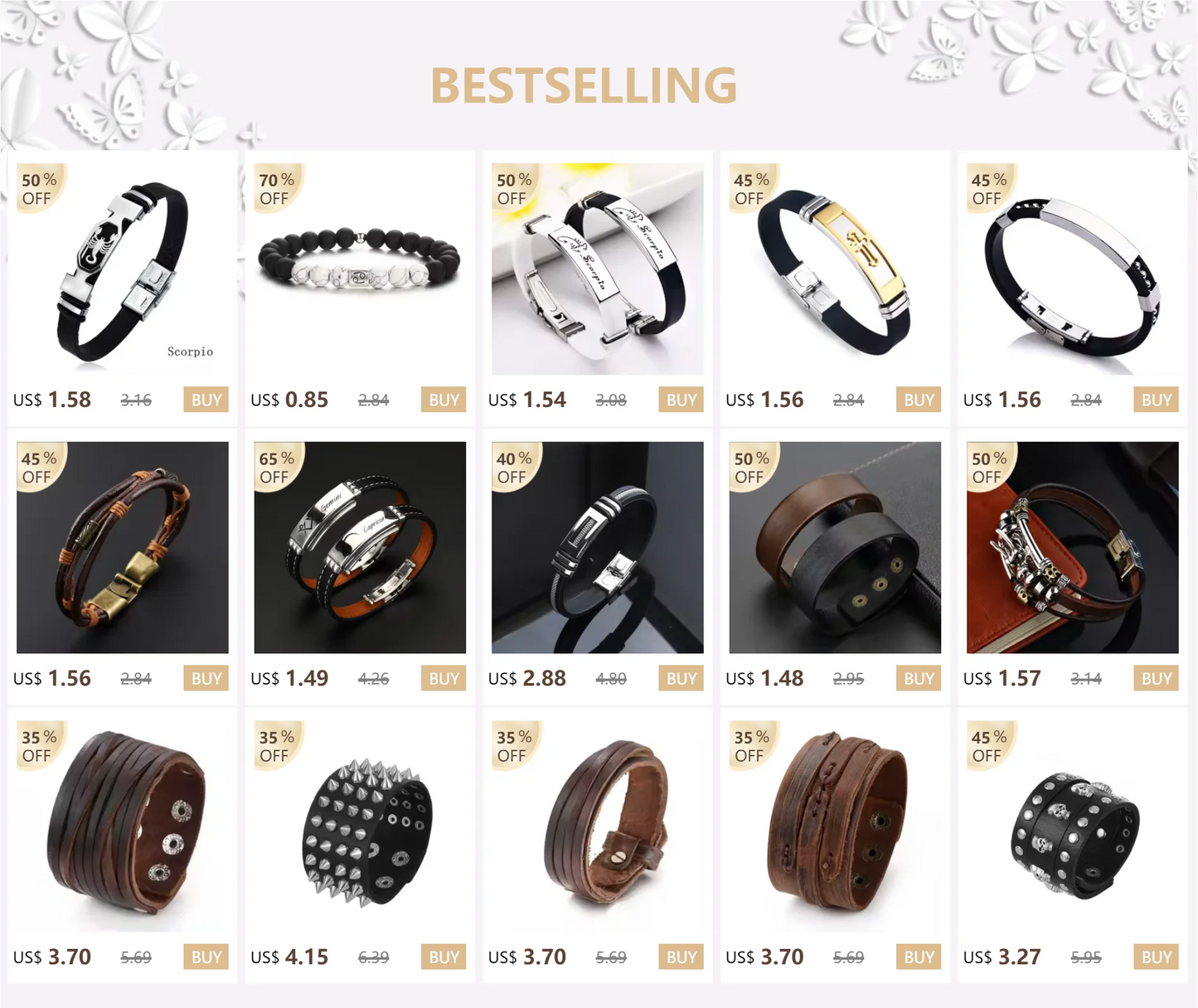 Constellations Sign Rubber Personalized Zodiac Sign Cuff Bracelets