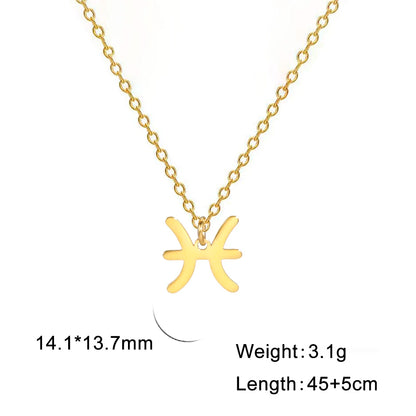 Zodiac Sign Stainless Steel or Gold Plated Pendant Necklace