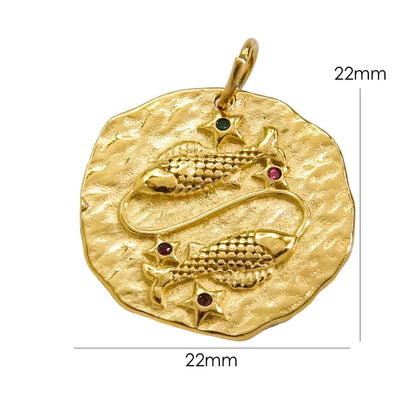 Zodiac Sign Connector Gold Plated Stainless Steel Charms