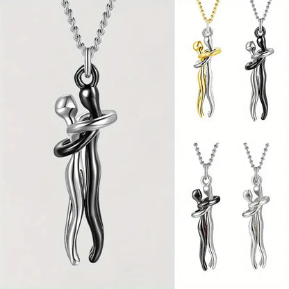 Black Hug Couple Necklace