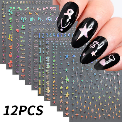 Zodiac Constellation 3D Bronzing Nail Stickers