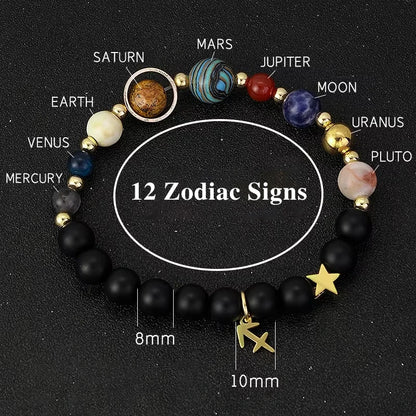 Zodiac Signs Cosmic Galaxies Natural Stone Solar System Constellation Bracelet