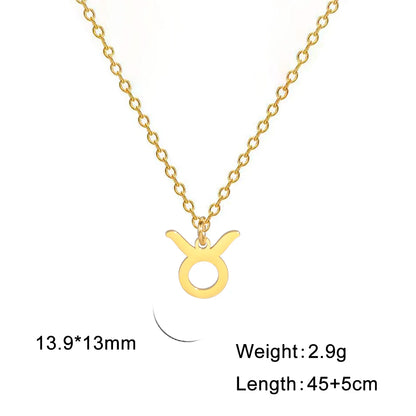 Zodiac Sign Stainless Steel or Gold Plated Pendant Necklace