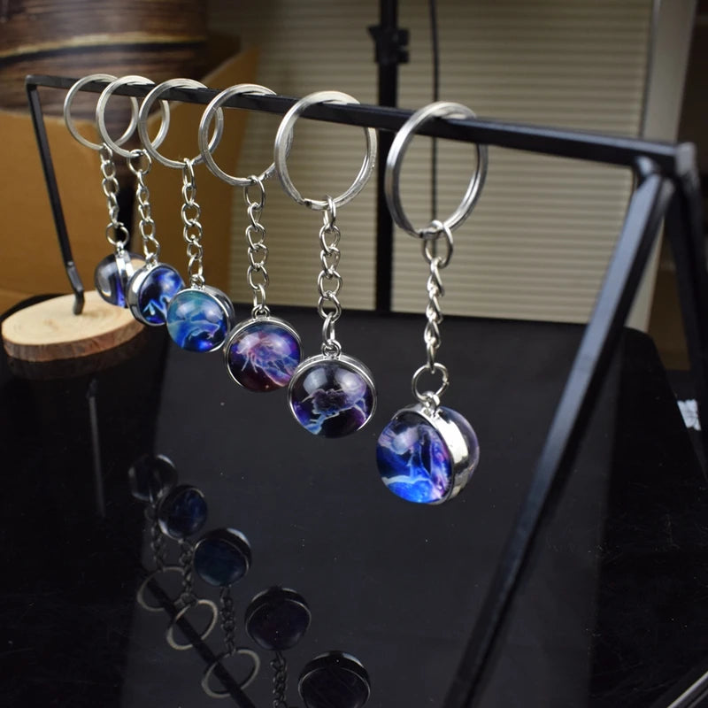Constellation Double Side Cabochon Glass Ball Keychain