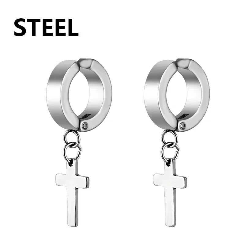 Bold Cross Clip Earrings