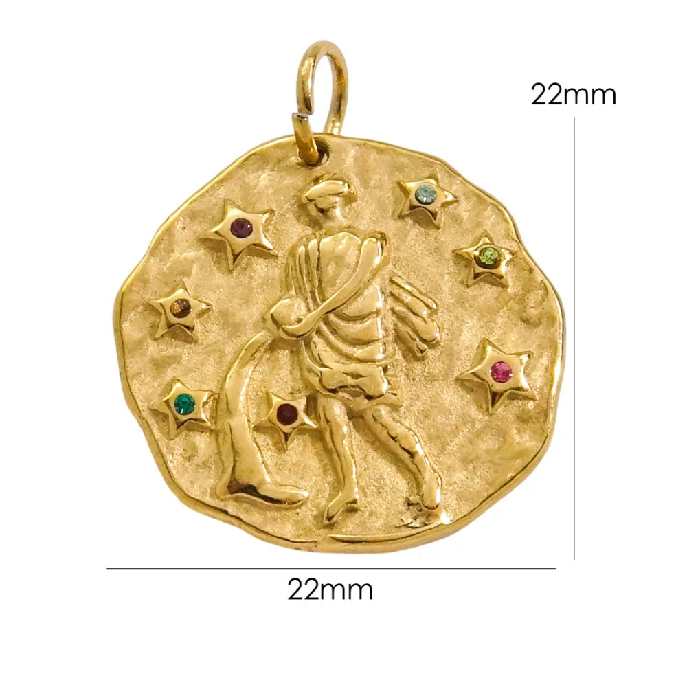 Zodiac Sign Connector Gold Plated Stainless Steel Charms