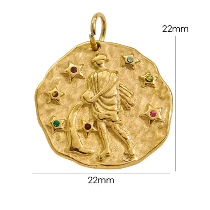 Zodiac Sign Connector Gold Plated Stainless Steel Charms