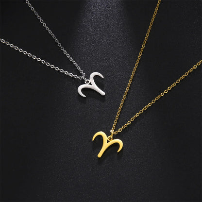 Zodiac Sign Stainless Steel or Gold Plated Pendant Necklace
