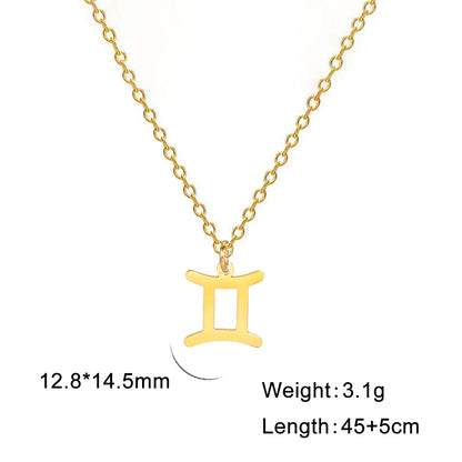 Zodiac Sign Stainless Steel or Gold Plated Pendant Necklace