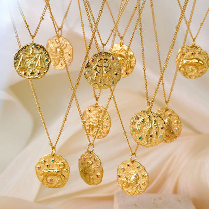 Zodiac Sign Connector Gold Plated Stainless Steel Charms