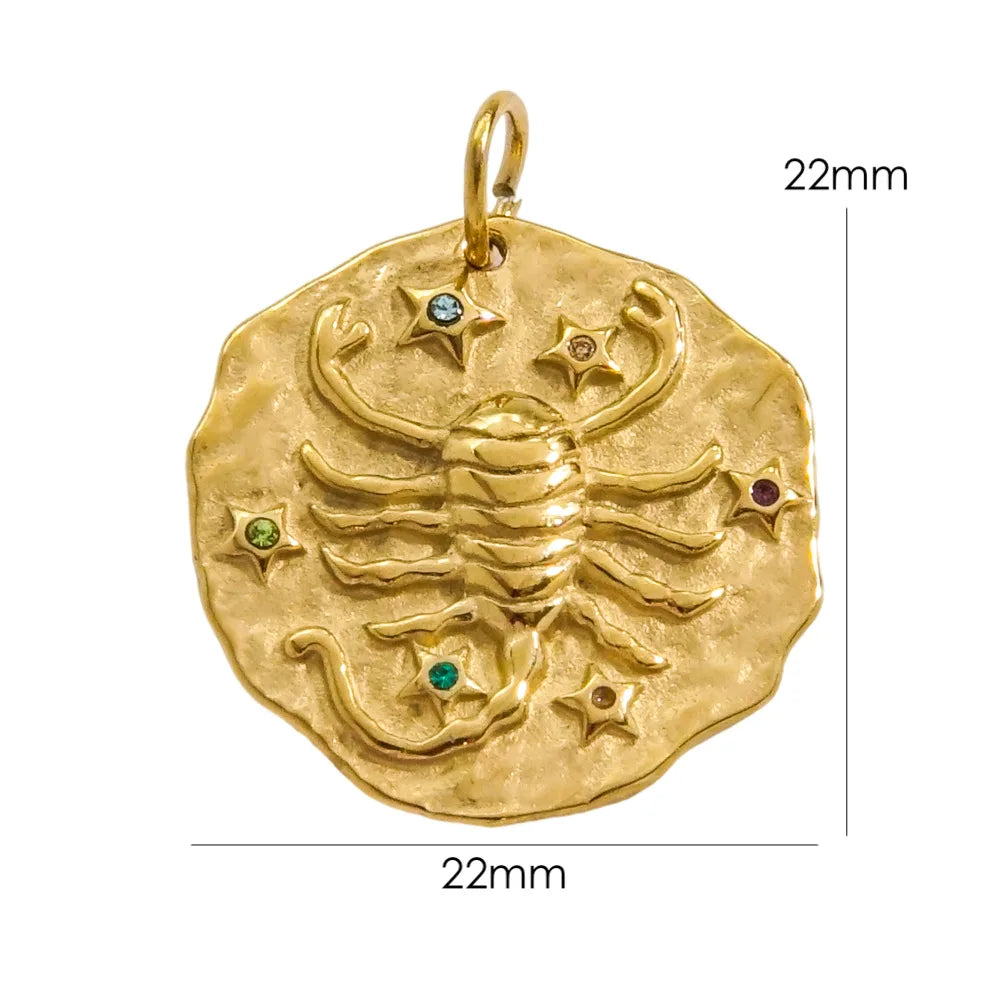 Zodiac Sign Connector Gold Plated Stainless Steel Charms