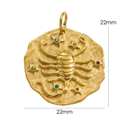 Zodiac Sign Connector Gold Plated Stainless Steel Charms