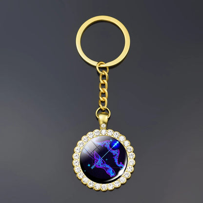 Constellation Double Side Cabochon Glass Ball Keychain