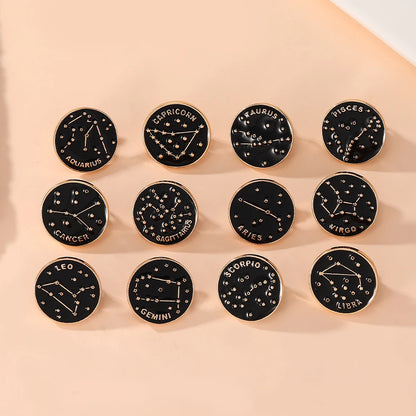 The Zodiac Collection Enamel Pins Constellation Round Brooch