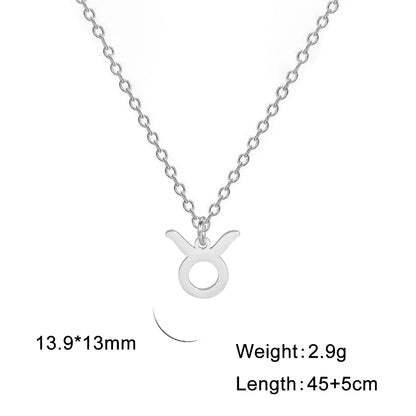 Zodiac Sign Stainless Steel or Gold Plated Pendant Necklace