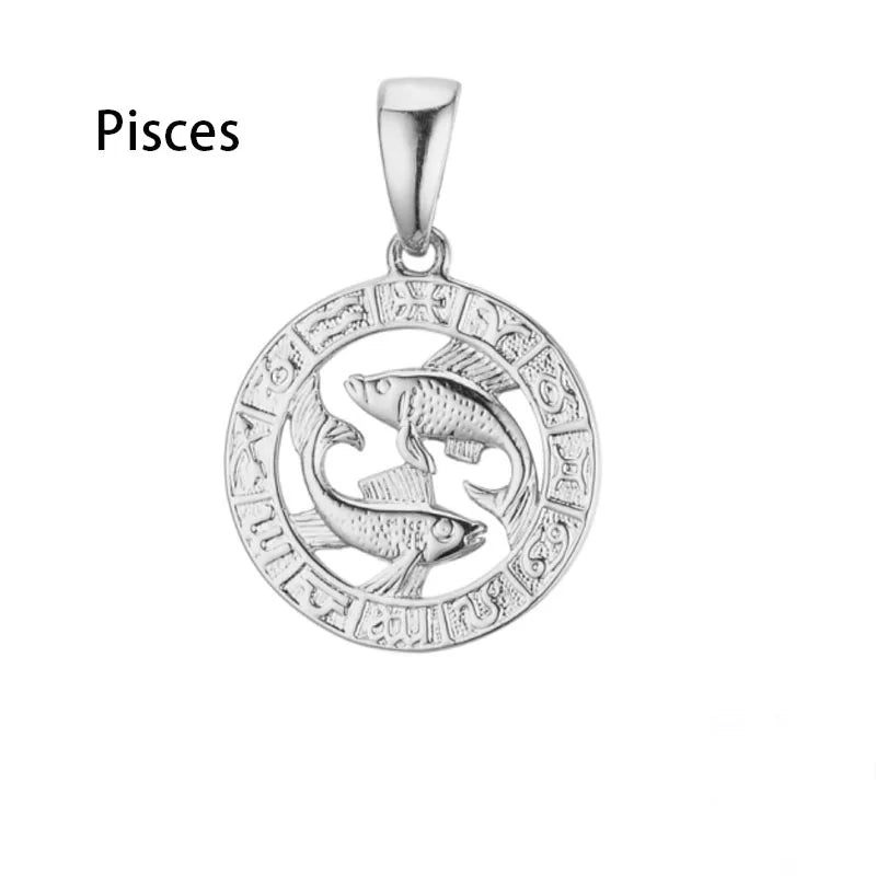 Constellation 585 Rose White Gold Color Zodiac Pendant