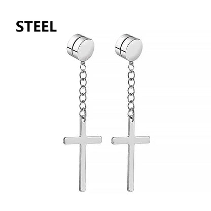 Bold Cross Clip Earrings