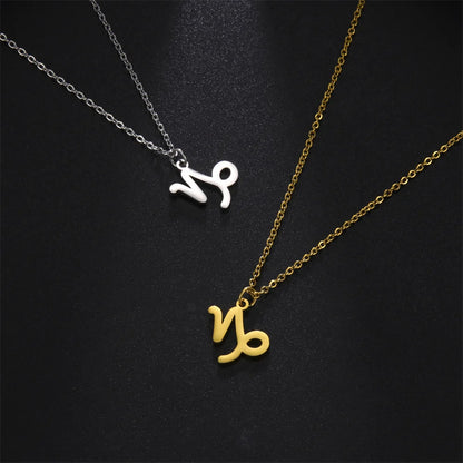 Zodiac Sign Stainless Steel or Gold Plated Pendant Necklace