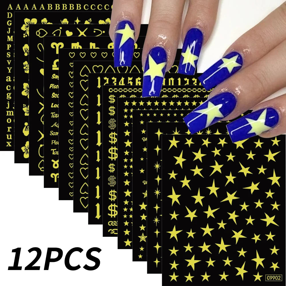 Zodiac Constellation 3D Bronzing Nail Stickers