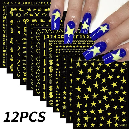 Zodiac Constellation 3D Bronzing Nail Stickers