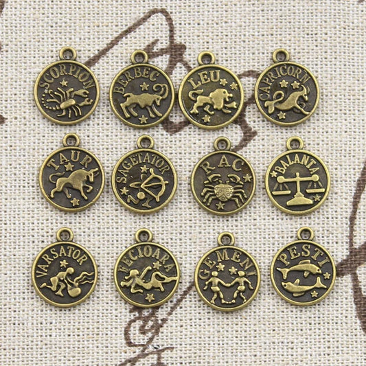 Zodiac Tibetan Bronze Color Charm Pendant