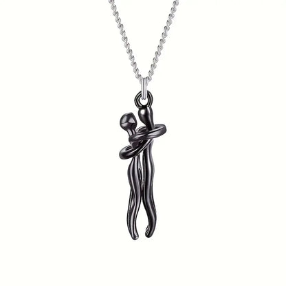 Black Hug Couple Necklace