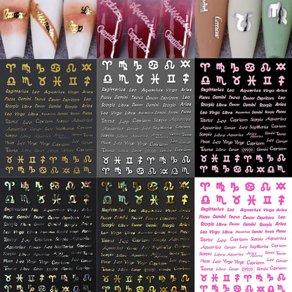 Zodiac Constellation 3D Bronzing Nail Stickers