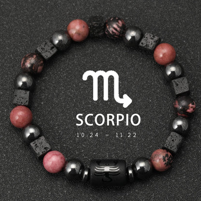 Natural Stone Zodiac Sign Bracelet