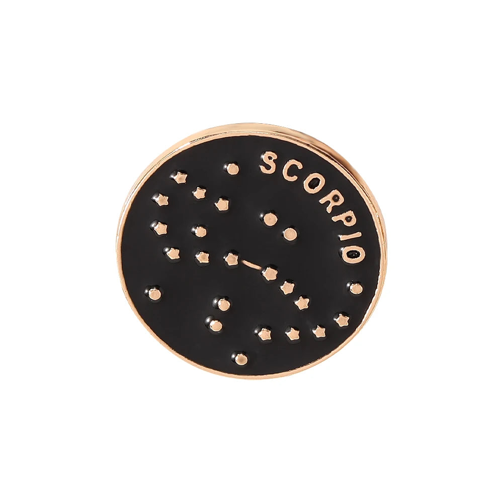 The Zodiac Collection Enamel Pins Constellation Round Brooch