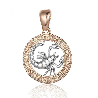 Constellation 585 Rose White Gold Color Zodiac Pendant