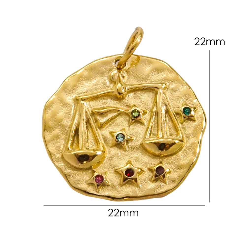 Zodiac Sign Connector Gold Plated Stainless Steel Charms