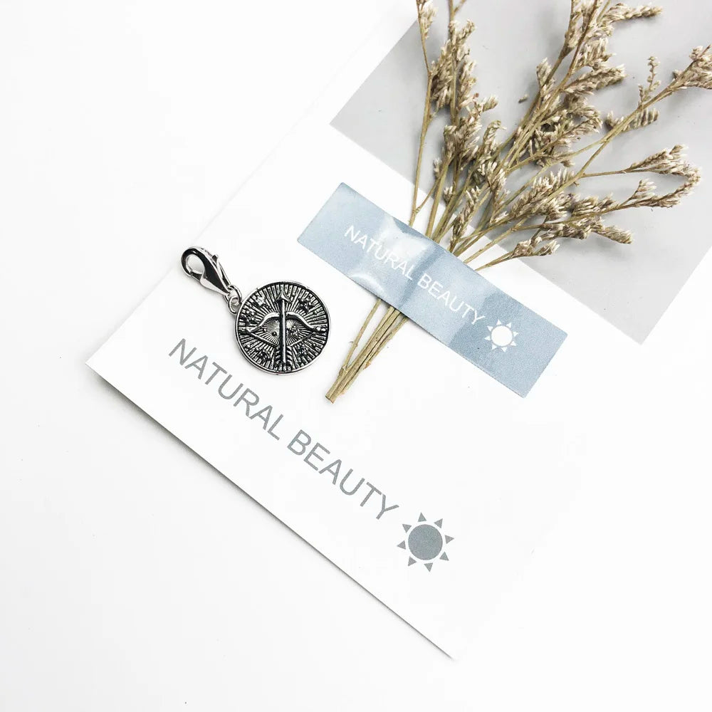 925 Sterling Silver Zodiac Sign Vintage Charm Pendant