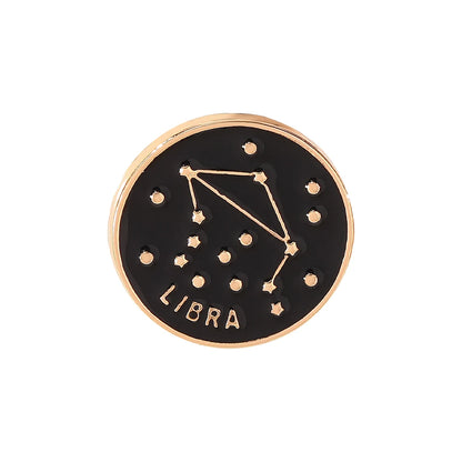 The Zodiac Collection Enamel Pins Constellation Round Brooch