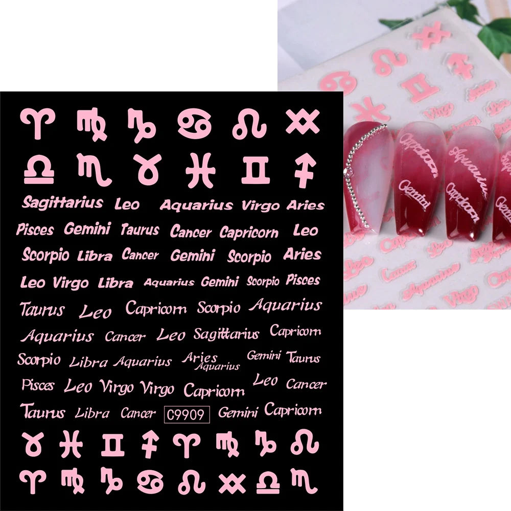 Zodiac Constellation 3D Bronzing Nail Stickers