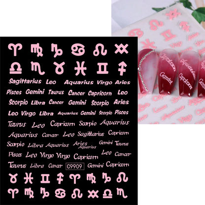 Zodiac Constellation 3D Bronzing Nail Stickers