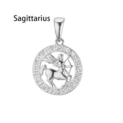 Constellation 585 Rose White Gold Color Zodiac Pendant