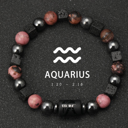 Natural Stone Zodiac Sign Bracelet